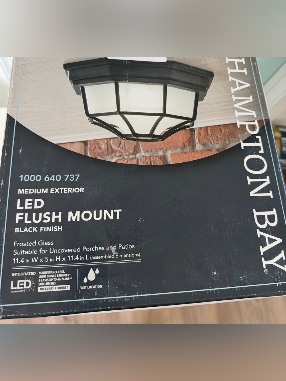 New Hampton Bay Outdoor Flush Mount Ceiling Light - Black